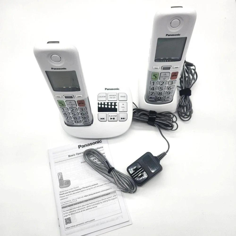 Panasonic Cordless 2 Phone  Large Display & Big Buttons Caller ID‎ KX-TGU432W